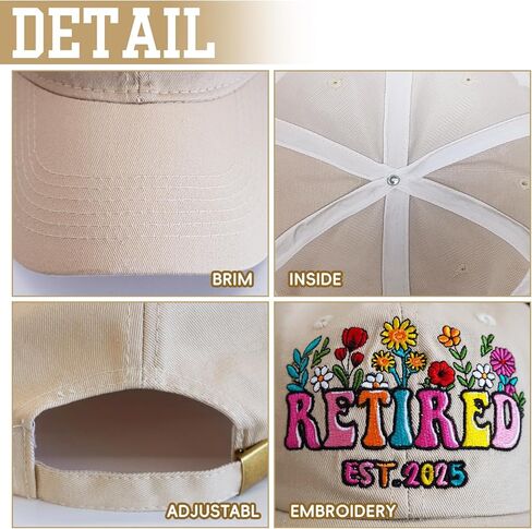 Retired 2025 Hat, Adjustable Cotton Breathable Embroidered Baseball Cap, Retirement Gifts for Men Woman in Saudi Arabia