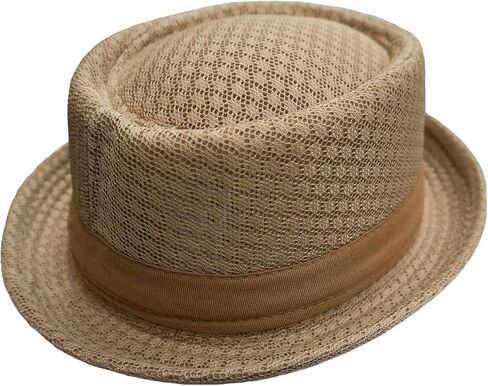 Summer Mesh Fedora Hat Beach Party Costume Boater Pork Pie Cap Classic Short Brim Straw Flat Sun Hats for Men Women in Saudi Arabia