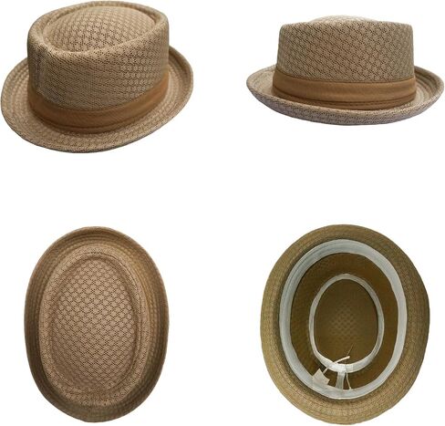 Summer Mesh Fedora Hat Beach Party Costume Boater Pork Pie Cap Classic Short Brim Straw Flat Sun Hats for Men Women in Saudi Arabia