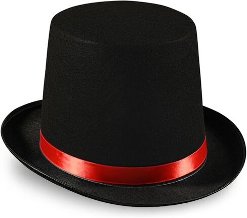 Dress Up America Black Top Hat for Kids & Adults – Formal Tuxedo Hat with Trim – Magician Butler Gentleman Costume Accessory in Saudi Arabia