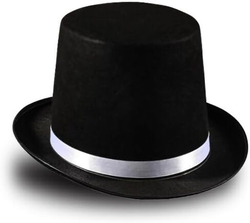 Dress Up America Black Top Hat for Kids & Adults – Formal Tuxedo Hat with Trim – Magician Butler Gentleman Costume Accessory in Saudi Arabia