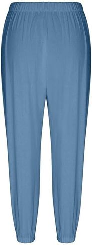 Womens Capri Pants Cotton Linen Cropped Trousers Summer Wide Leg Drawstring High Waist Palazzo Pants with Pockets in Saudi Arabia