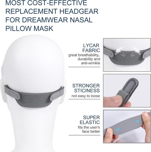2 Pack Replacement Headgear Strap for DreamWear Nasal Pillow Mask,High Elastic Soft Headgear with Arm for DreamWear Respironics Headgear Breathable and Adjustable Headband Strap in Saudi Arabia