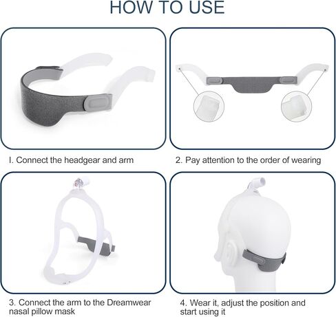 2 Pack Replacement Headgear Strap for DreamWear Nasal Pillow Mask,High Elastic Soft Headgear with Arm for DreamWear Respironics Headgear Breathable and Adjustable Headband Strap in Saudi Arabia