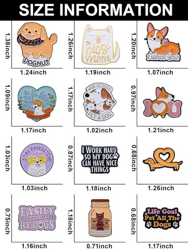 Dog Enamel Pins Set – Cute & Funny Pins for Backpacks, Jackets, Hats, Gifts – Collectible Metal Lapel Pins for Pet Owners & Animal Enthusiasts – 12-Pack in Kuwait