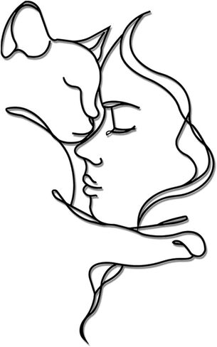 Black Cat Wall Art Decor, Metal Wall Art, Girl and Cat Wall Decoration for Cat Lovers (Metal Wall Decoration) in Saudi Arabia