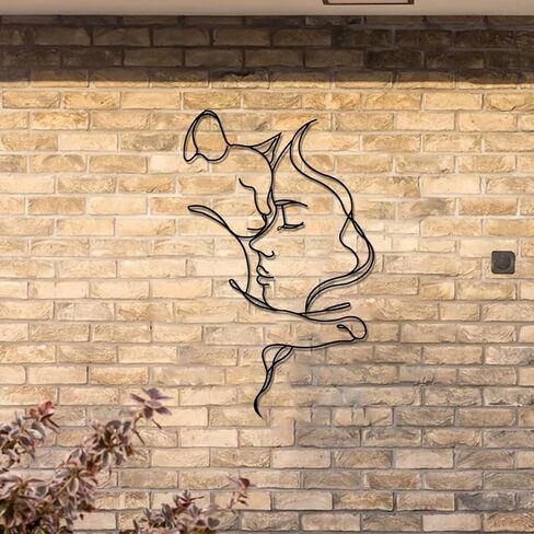 Black Cat Wall Art Decor, Metal Wall Art, Girl and Cat Wall Decoration for Cat Lovers (Metal Wall Decoration) in Saudi Arabia