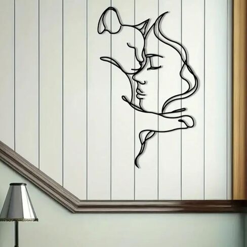 Black Cat Wall Art Decor, Metal Wall Art, Girl and Cat Wall Decoration for Cat Lovers (Metal Wall Decoration) in Saudi Arabia