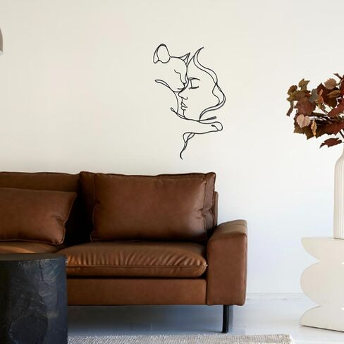 Black Cat Wall Art Decor, Metal Wall Art, Girl and Cat Wall Decoration for Cat Lovers (Metal Wall Decoration) in Saudi Arabia