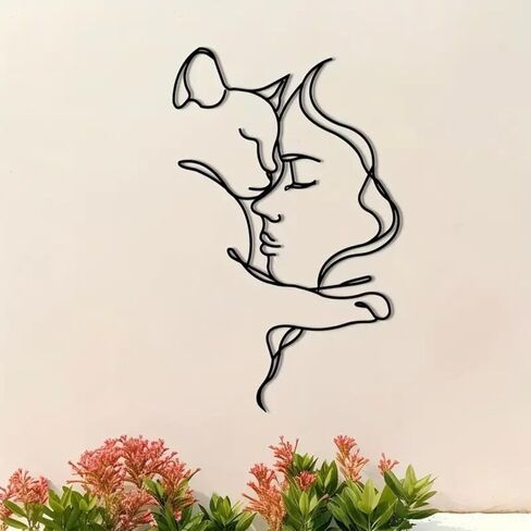 Black Cat Wall Art Decor, Metal Wall Art, Girl and Cat Wall Decoration for Cat Lovers (Metal Wall Decoration) in Saudi Arabia