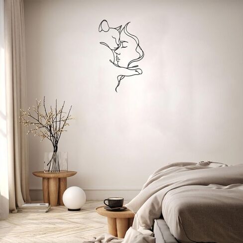 Black Cat Wall Art Decor, Metal Wall Art, Girl and Cat Wall Decoration for Cat Lovers (Metal Wall Decoration) in Saudi Arabia
