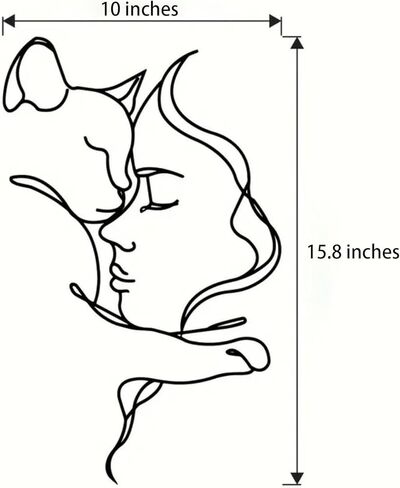 Black Cat Wall Art Decor, Metal Wall Art, Girl and Cat Wall Decoration for Cat Lovers (Metal Wall Decoration) in Saudi Arabia
