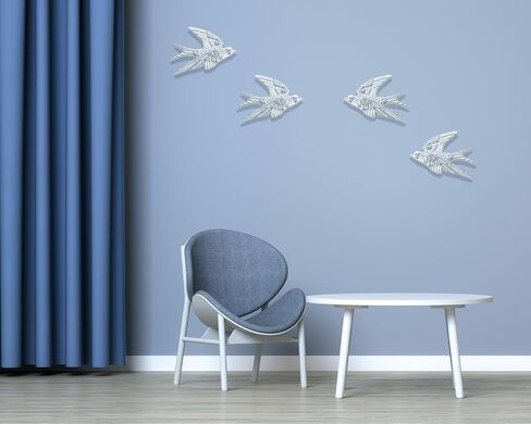 AMOIENSIS Bird Wall Art Decoration Sculpture(Set of 2) 4¾ inch Resin Bird Wall Hanging Decor 3D Sculpted Floating Wall Sculpture, Antique Golden Accent 3D Birds Living Room Wall Hanging Ornament Decor in Saudi Arabia