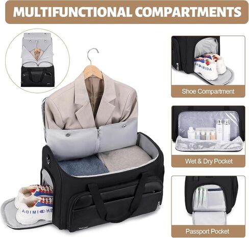 Garment Duffle Bags for Travel, Convertible Garment Bag for Men Women, Carry On Duffle Bag Backpack with Shoe Compartment & Toiletry Bag, 4 in 1 Hanging Suitcase Suit Travel Bags (Pink) in Saudi Arabia