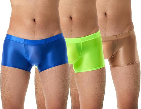 Panegy Men’s Silky Glossy Stretchy Boxers Low Rise Sexy Translucent Underwear S-XL in Saudi Arabia