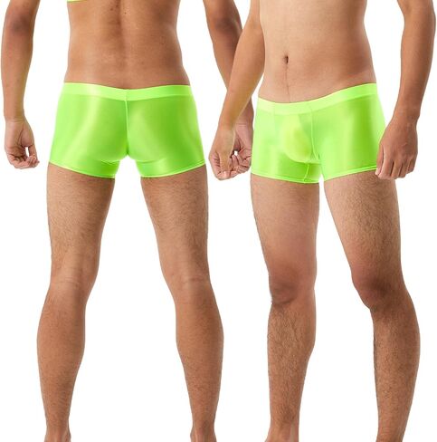 Panegy Men’s Silky Glossy Stretchy Boxers Low Rise Sexy Translucent Underwear S-XL in Saudi Arabia