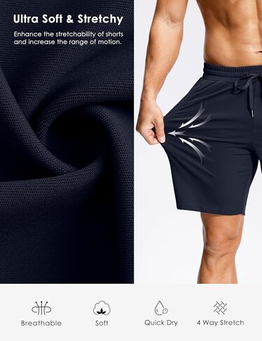 Men's Workout Shorts with Zipper Pockets 7" Quick Dry Lightweight Gym Athletic Running Shorts for Men in Saudi Arabia