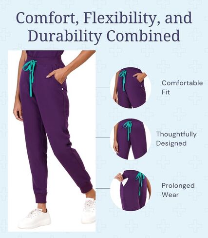 MIKAL Super Soft Bottom Scrub for Women SEMI-Slim FIT W/ 4 Pockets, Four-Way Stretch Anti-Wrinkle Medical/Health Care Uniform in Saudi Arabia