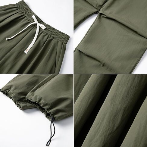 WZIKAI Men's Parachute Cargo Pants Trendy Casual Parachute Pant Baggy Drawstring Hip Hop Harem Pants with Pockets in Kuwait