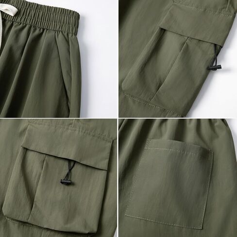 WZIKAI Men's Parachute Cargo Pants Trendy Casual Parachute Pant Baggy Drawstring Hip Hop Harem Pants with Pockets in Kuwait