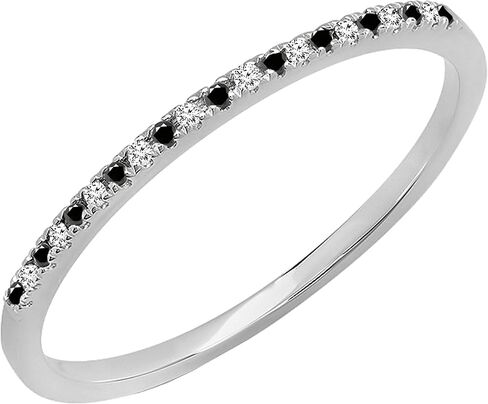 Dazzlingrock Collection 0.09 Carat (ctw) Round Black & White Alternate Diamond Dainty Stackable Wedding Band for Women in Gold in Saudi Arabia