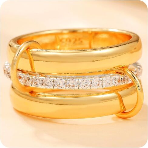 Gold Stackable Rings for Women Dainty Stackable 14K Gold Plated Cubic Zirconia Rings Non Tarnish Stackable Gold Knuckle Rings for Women Set Gifts (Size:7，8) in Kuwait