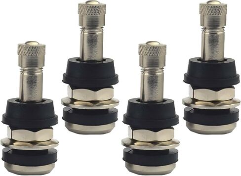 4 PCS TR416 سيقان صمام ، سيقان صمام الإطارات المعدنية Coper ، طويلة 1/2 "جذع صمام التثبيت الخارجي ، تناسب 0.625" و 0.453 "ثقوب حافة ، صمام الإطارات عالي الضغط لاصدق على دراجة نارية للسيارة (الفضة#1) in Kuwait