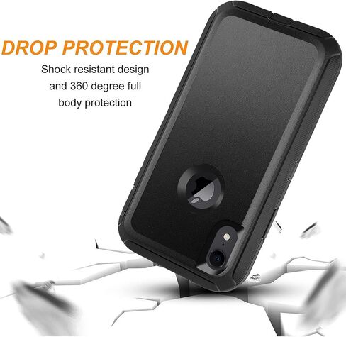 حافظة Co-Goldguard لهاتف iPhone XR، [3 طبقات] [مقاومة للصدمات] [مقاومة للسقوط] حافظة هاتف iPhone XR، حافظة حماية شديدة التحمل لهاتف Apple iPhone XR، 6.1 بوصة (أسود) in Saudi Arabia