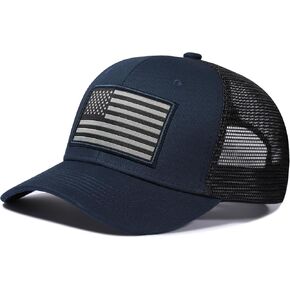 American Flag Trucker Hat, Patriotic Baseball Cap for Men & Women, Breathable Mesh Adjustable Snapback, USA Flag Patch