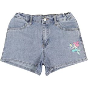 Disney Girl's Little Mermaid Ariel and Flounder Denim Kids Shorts