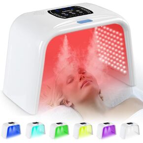 Holsn LED Therapy لجسم الوجه مع رذاذ 7 ألوان LED قناع الوجه العلاج الضوء ، والعلاج الدورة الضوء والوقت مسبقا و LED السطوع LED العلاج الأحمر للوجه الوجه SPA الصفحة الرئيسية