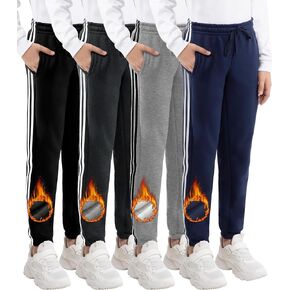 1/4 Pack Boys Spectpants Soft Fleece مبطن الشباب صالة التمرين الرياضية الصالة ركضين مع جيوب للأطفال