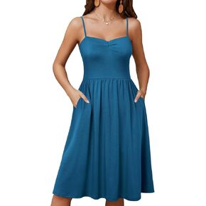 Sundresses for Women 2025 with Pockets Sleeveless Spaghetti Strap Aline Summer Dresses