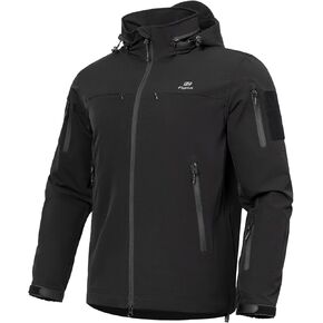 Men's Tactical Hooded Jacket Stretch Water-Resistant Lightweight Breathable Multi-Pocket for Work Outdoor Hiking