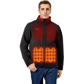 ORORO Men's 5 Heat Zones Softshell Heated Jacket with Battery, Fleece Lined Heated Coat (Charger Not Included)