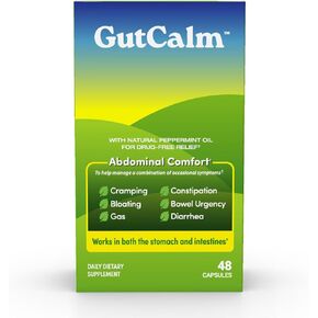 GUTCALM - إغاثة القولون العصبي - كبسولات زيت النعناع - الانتفاخ والغاز والإمساك وملحق الراحة الهضمية - 12/CT