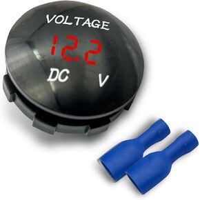مقياس سيار فولتميتر ، 12 فولت -24 فولت شاشة رقمية Voltmeter ، مؤشر مراقبة طاقة السيارات المصغرة ، مؤشر عداد الجهد المقاوم للماء ، Universal for Cars Trucks Boats (LED خضراء)