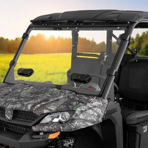 الزجاج الأمامي Kemimoto Vented متوافق مع CFMOTO UFORCE 1000 /1000 XL ، منع الزجاج الأمامي مع شرائح المطاط المثبتة مسبقا مقاومة للخدش مقاومة للخدش