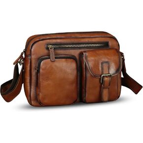 Genuine Leather Purse and Messenger Bag for Men Vintage Leather Shoulder Bag Briefcase Crossbody Satchel Bags with Strap