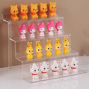 رف شاشة Riser Acrylic ، موقف واضح من أجل شخصيات البوب ​​Amiibo Funko ، 4 فئة الكعك منظم العطور وتخزين (7.9 بوصة صغيرة)