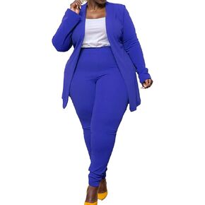 زائد حجم السراويل العمل غير الرسمية بدلة مجموعة السترة المزروعة سراويل المجهزة in Kuwait