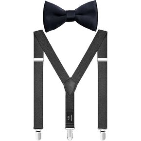 Mens' Suspenders and Bow Tie Set Adjustable Elastic Y Back