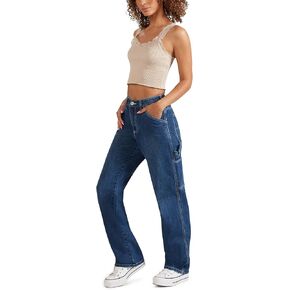 FIVESTAR GENERAL Women's Relaxed Fit Denim Carpenter Pant, High Rise, Button Closure with Brass Zipper