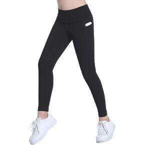 Girls' Active Leggings Kids Dance Running Yoga Pants Stretchy High Waist Tight Pants with Pockets 5-11Y in Kuwait