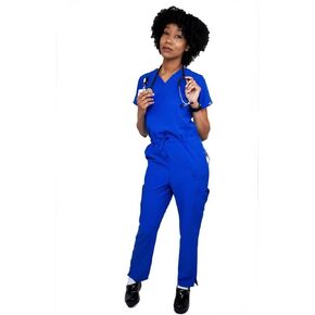 Davison Joccini 1-Piece Nursing Scrubs Jumpsuit with Button Flap for Fast Bathroom Access, Comfortable Straight-Leg Design