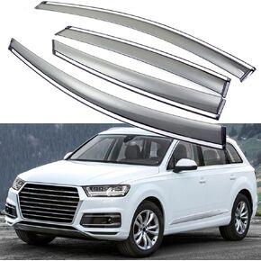 Sun/Rain Guards Wind Deflector Window Window متوافق مع 2017-2025 Audi Q7 SQ7 ، Sun Visor Shield ، Tape-On 4 PCs