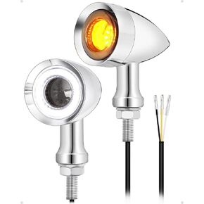 Benlari Motorcycle Bullet 48 LEDs Rear Turn Signal Light SMD Blinker Indicator Fit for Honda Yamaha Suzuki Kawasaki Harley Sportster (Black,Front Turn Light) (Black/Red and Amber Light)