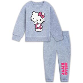 Hello Kitty Girls Velor Drop Sweatshirt و Gogger Pants Outfit Toddler Toddler لأحجام الأطفال الكبيرة (2T - 14-16)