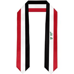 Iraq Flag Graduation Stole Satin Stole Scarf for Study Aboard International Students 72" Length