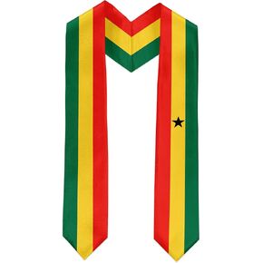 Ghana Flag Graduation Sash Satin Scarf 72" Stole for Abroad Student International Study Class